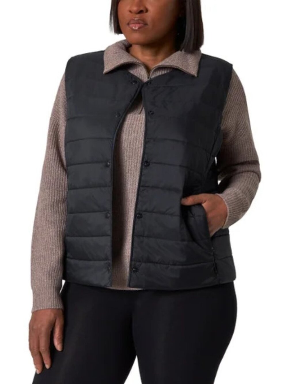 Women's Size Medium, MONDETTA Black Quilted Puffy Vest - Picture 6 of 8
